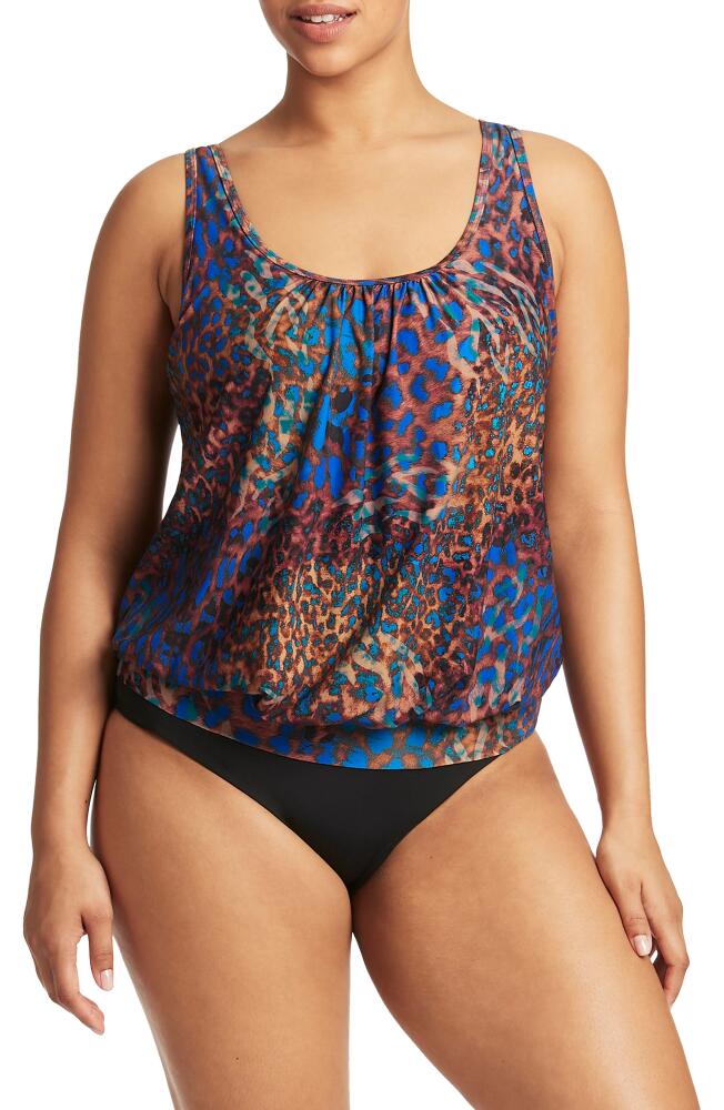 Sea Level Multifit Blouson Tankini Top in Blue Cover