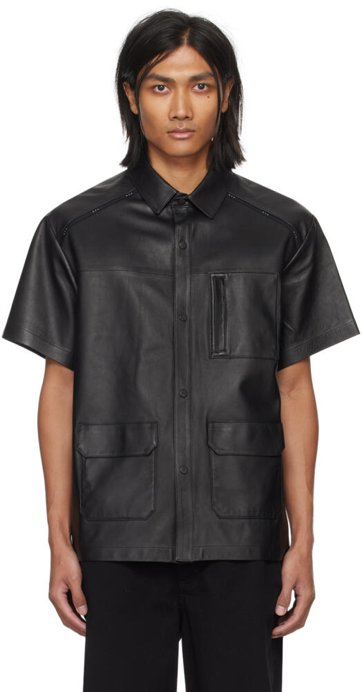 RTA Black Pocket Leather Shirt Cover