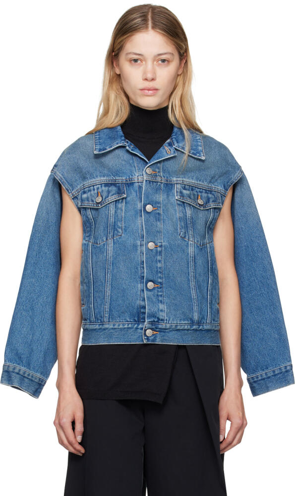 MM6 Maison Margiela Blue Cutout Denim Jacket Cover