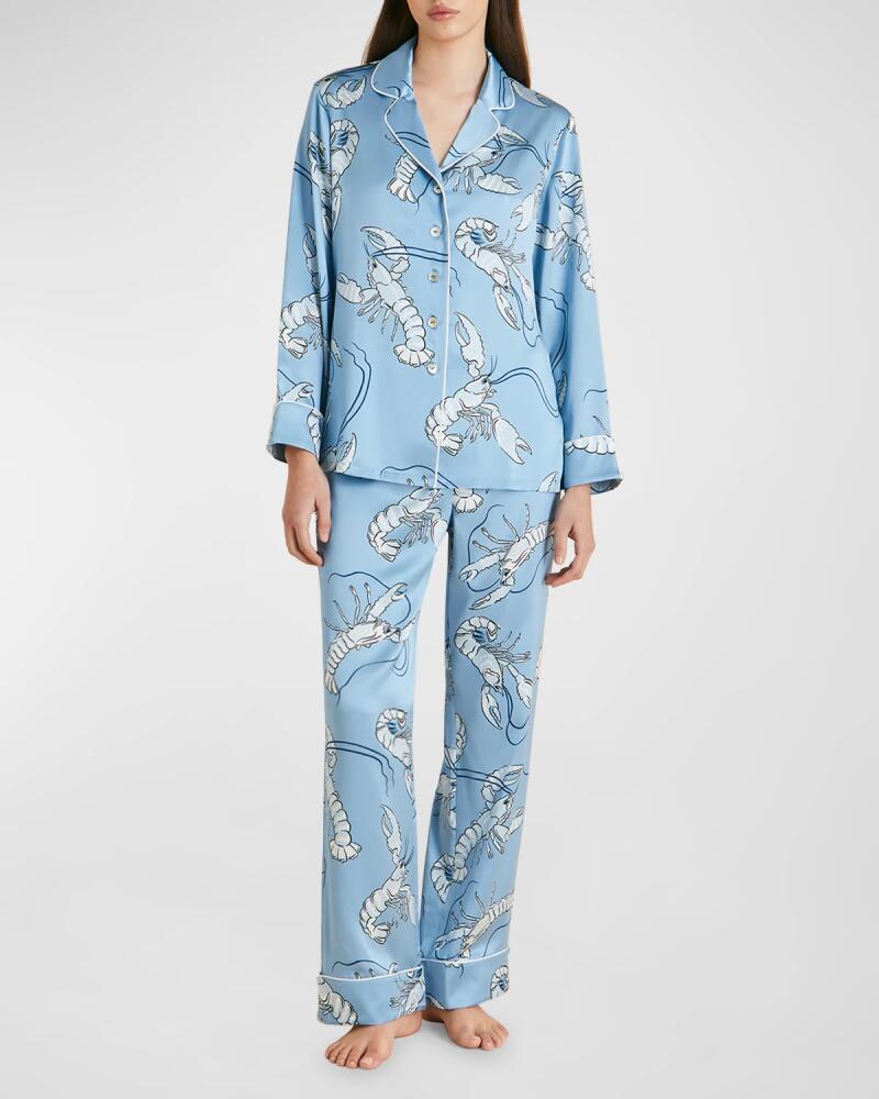 Olivia von Halle Lila Lobster-Print Silk Pajama Set Cover