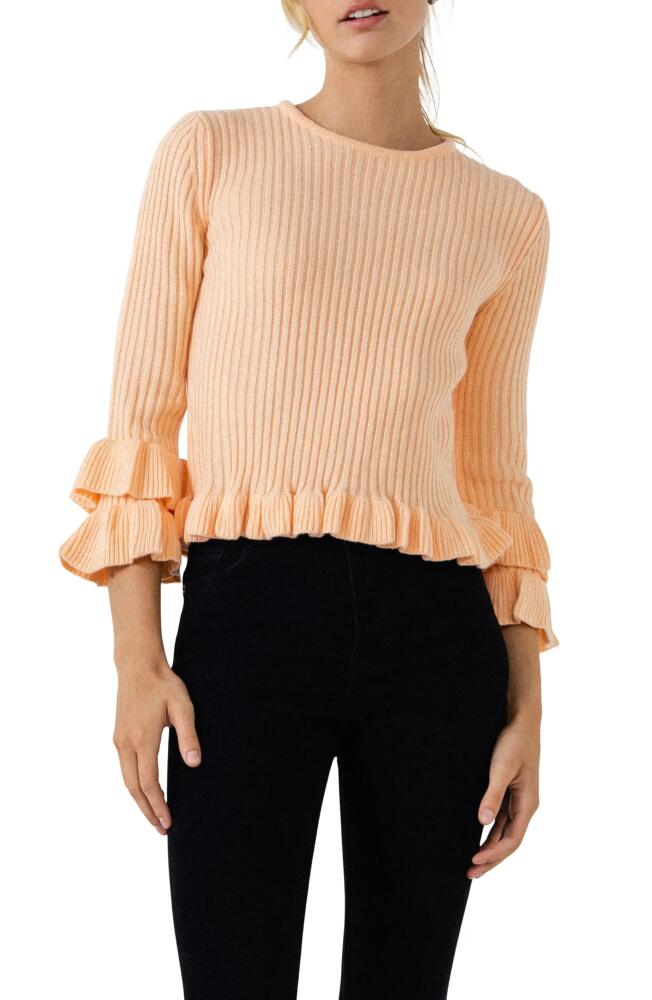 English Factory Rib Ruffle Edge Sweater in Pink Cover