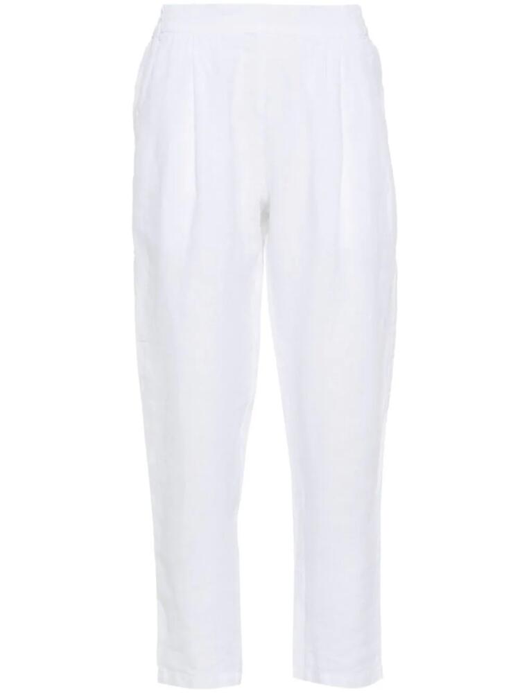 120% Lino linen tapered trousers - White Cover