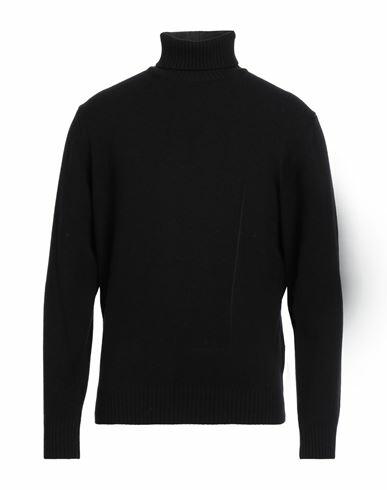 Filippo De Laurentiis Man Turtleneck Black Merino Wool, Cashmere Cover