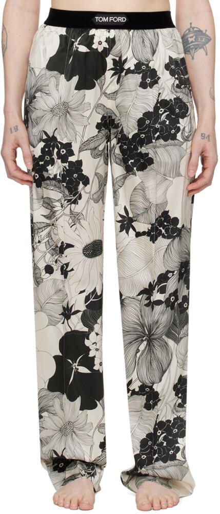 TOM FORD Off-White & Black Pinched Seam Lounge Pants Cover