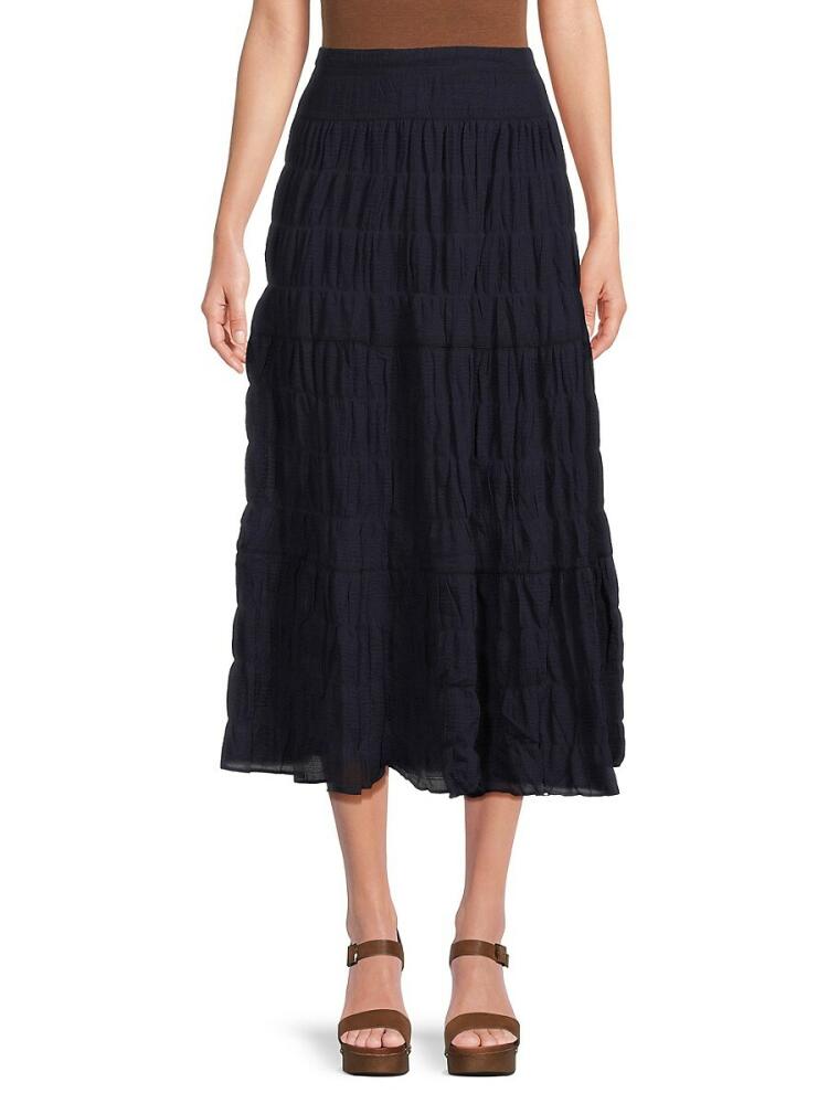 Max Studio Women's Tiered Midi Skirt - Navy Cover