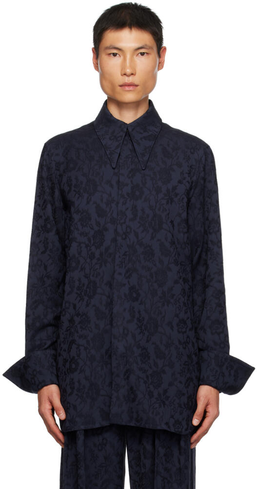 King & Tuckfield Navy Pointed Collar Shirt Cover