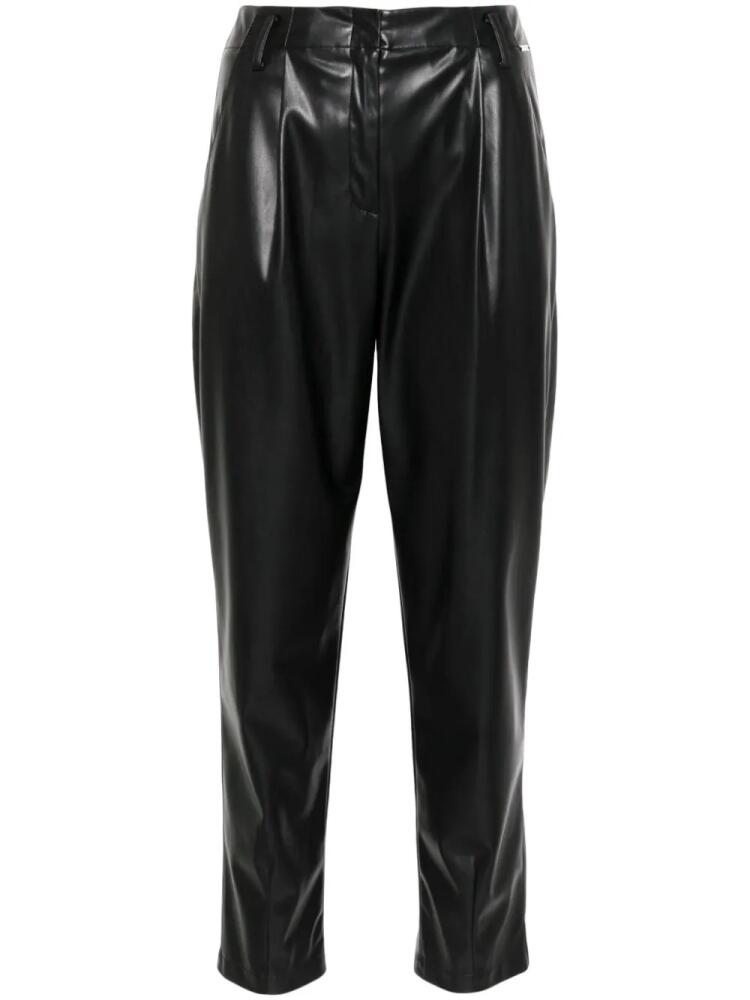 LIU JO faux-leather tapered-leg cropped trousers - Black Cover