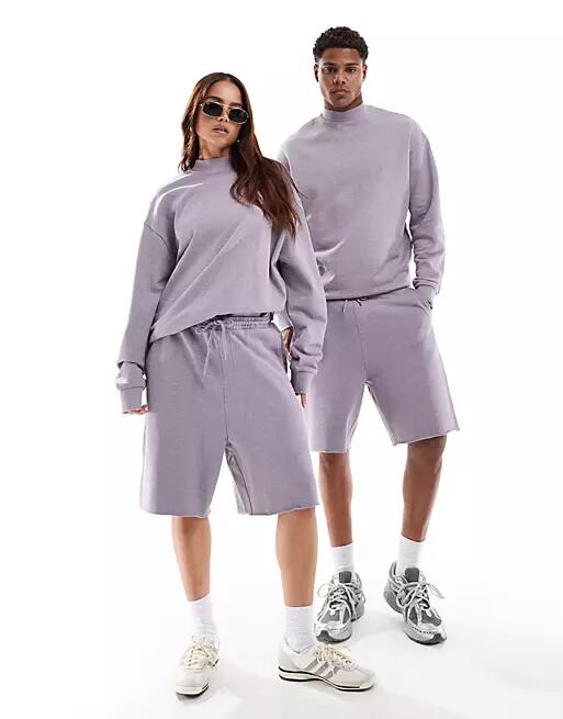 ASOS DESIGN unisex oversized sweatshirt in washed lilac - part of a set-Gray Cover