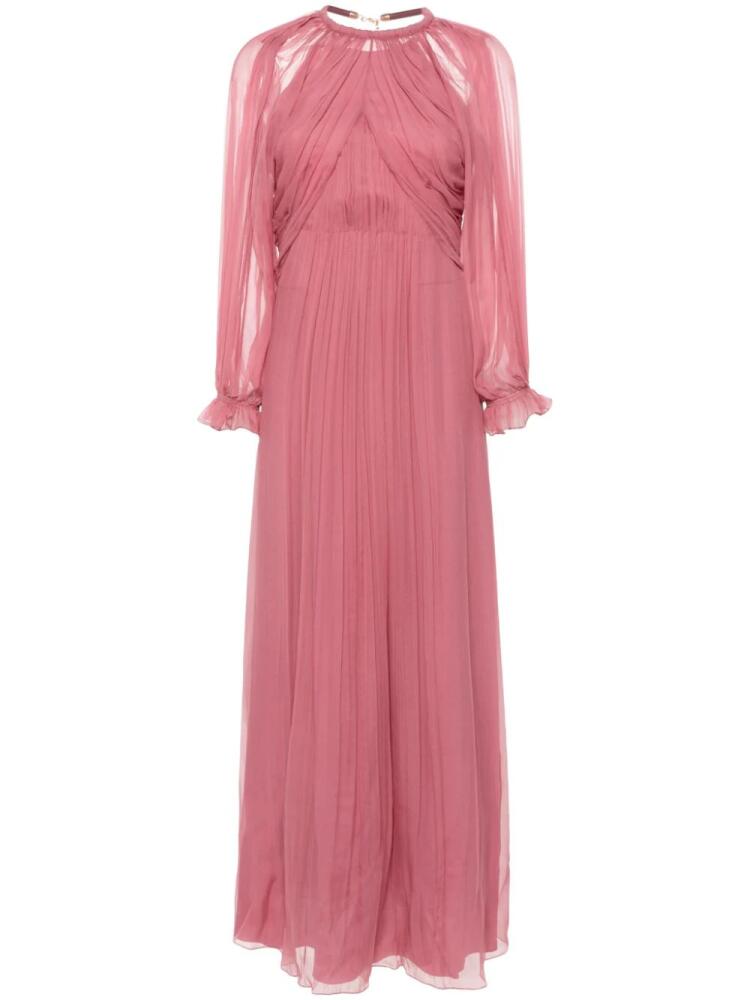 Alberta Ferretti pleated silk maxi dress - Pink Cover