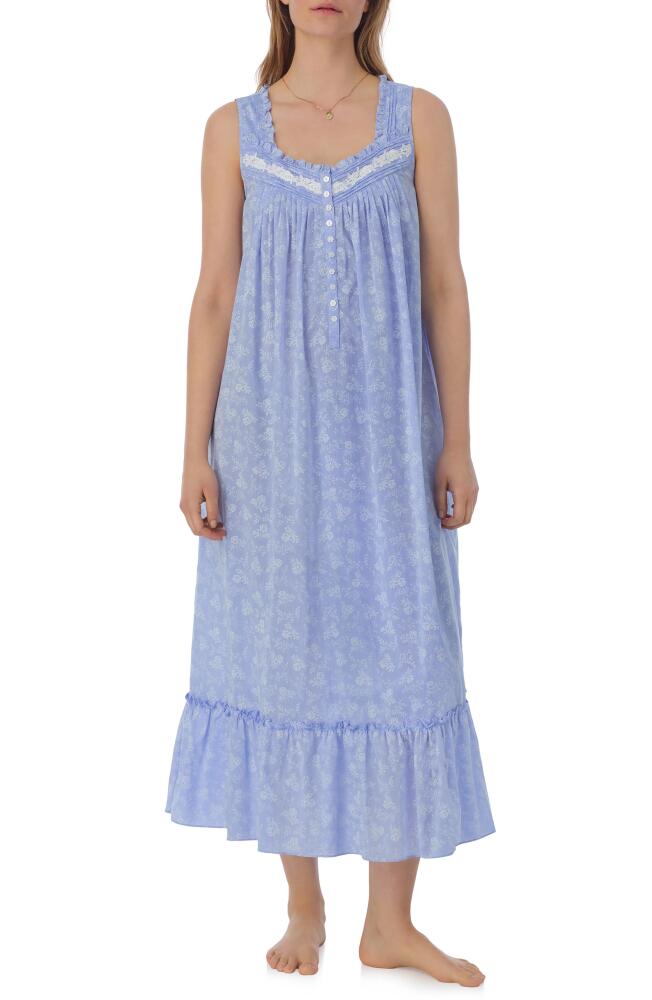 Eileen West Floral Sleeveless Cotton Ballet Nightgown in Blue/White Cover