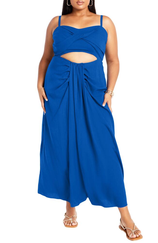 City Chic April Cutout Draped Maxi Dress in Oly Blue Cover