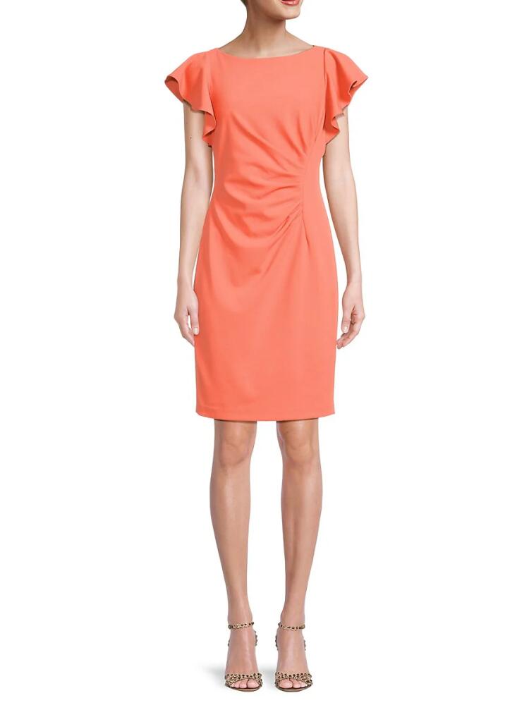 DKNY Women's Flutter Mini Sheath Dress - Orange Cover