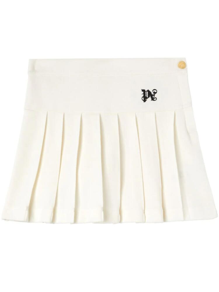 Palm Angels monogram-embroidered pleated miniskirt - White Cover