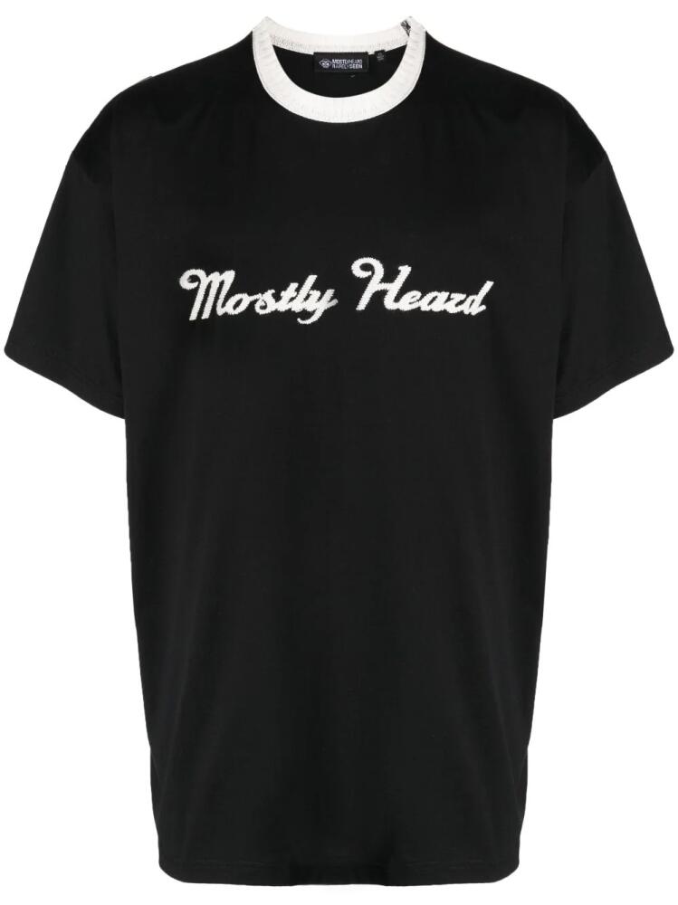 Mostly Heard Rarely Seen logo-embroidered contrasting-collar T-shirt - Black Cover