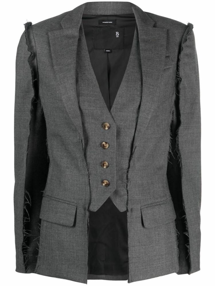 R13 distressed layered wool blazer - Grey Cover