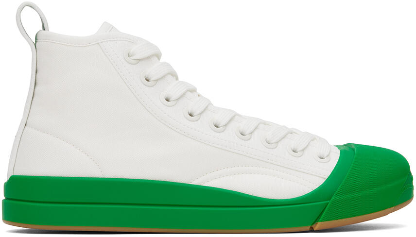 Bottega Veneta White & Green Vulcan Sneakers Cover