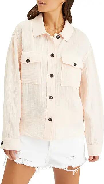 Sanctuary Cropped Shirt Jacket (Rosewater) Women's Clothing Cover