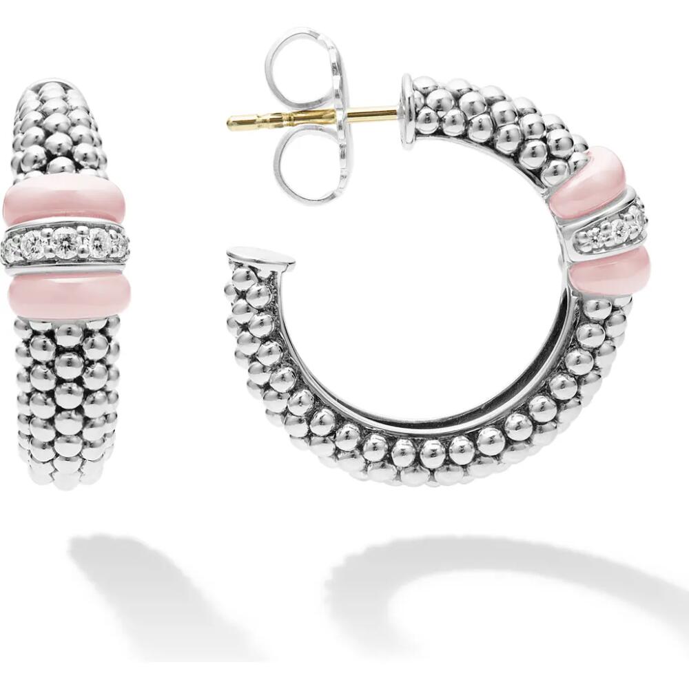 LAGOS Pink Caviar Diamond Hoop Earrings in Silver Cover