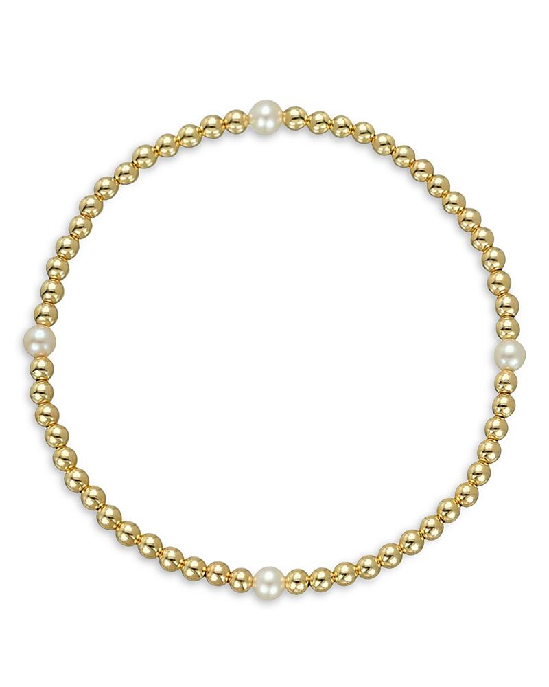 Zoe Lev 14K Yellow Gold Cultured Freshwater Pearl Station Beaded Stretch Bracelet Cover