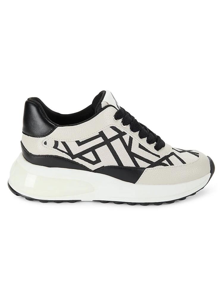 Karl Lagerfeld Paris Women's Dallas Two Tone Chunky Sneakers - Soft White Black Cover