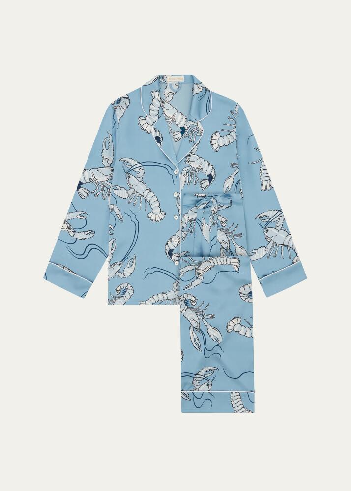 Olivia von Halle Lila Lobster-Print Silk Pajama Set Cover