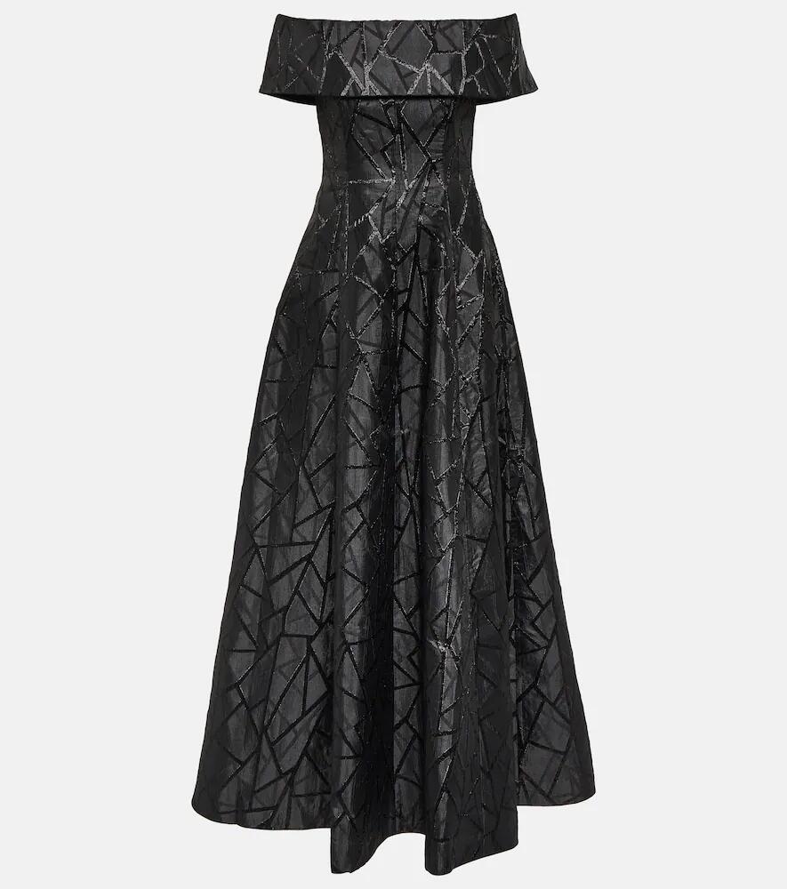 Rebecca Vallance Colette off-shoulder brocade gown Cover