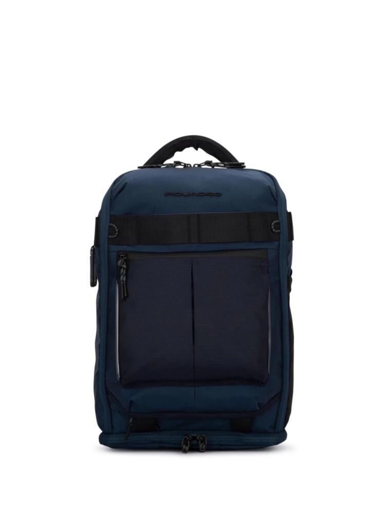 PIQUADRO logo-lettering backpack - Blue Cover