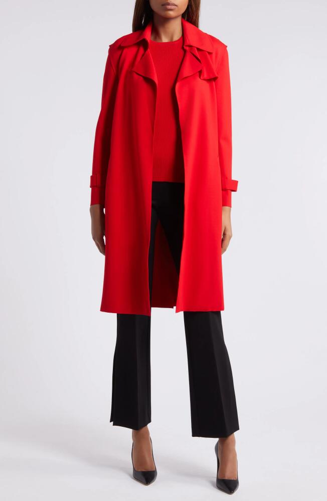 Anne Klein Collection Compression Long Trench Coat in Bright Crimson Cover