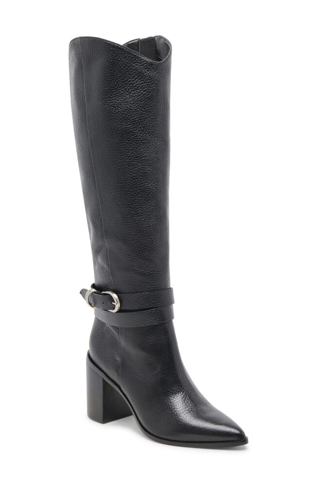 Dolce Vita Tyrone Pointed Toe Knee High Boot in Black Leather Cover