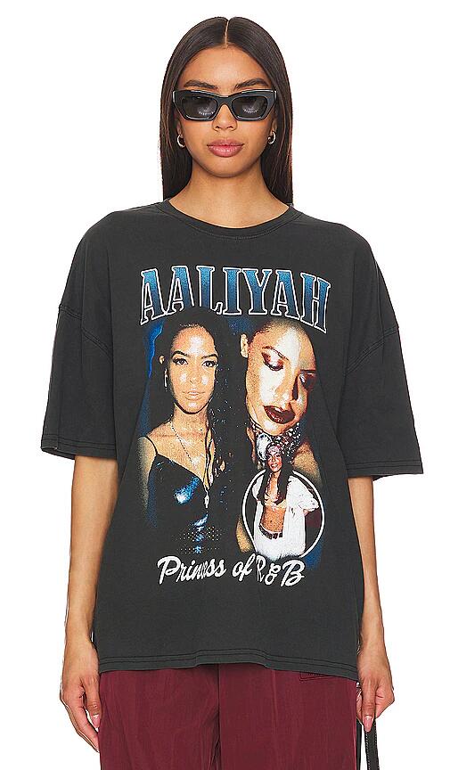 Philcos Aaliyah Princess Of R&B Oversized Tee in Black Cover