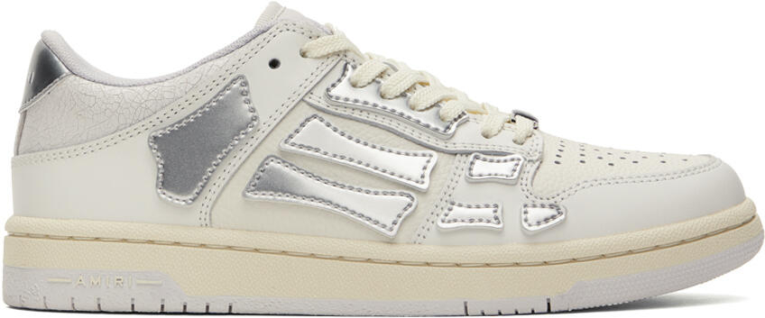 AMIRI White & Silver Metallic Skel Top Low Sneakers Cover