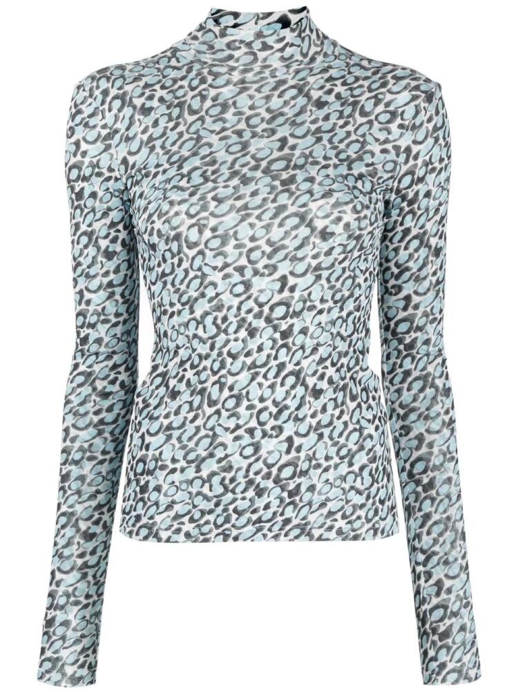 Nanushka back cut-out patterned top - Blue Cover