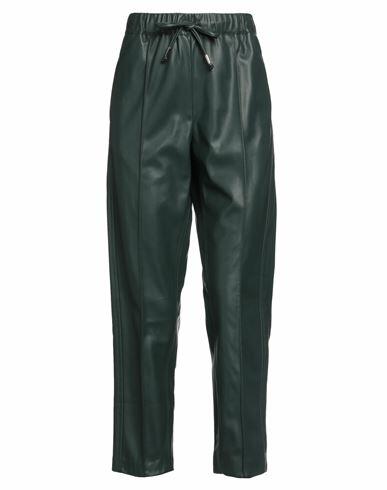 Rue Du Bac Woman Pants Dark green Polyurethane Cover