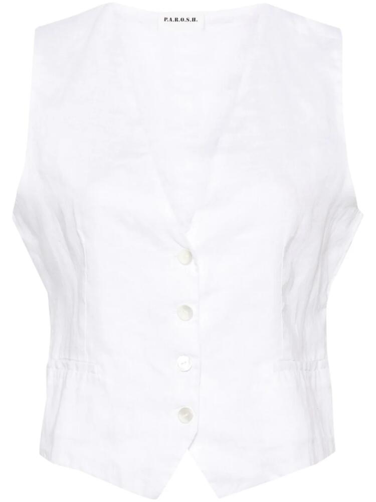 P.A.R.O.S.H. button-up linen gilet - White Cover