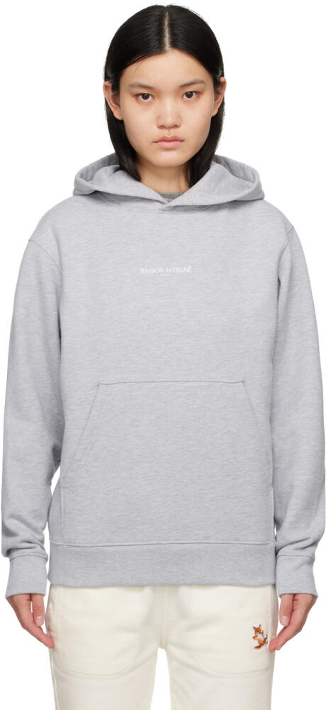 Maison Kitsuné Gray Embroidered Cordless Hoodie Cover