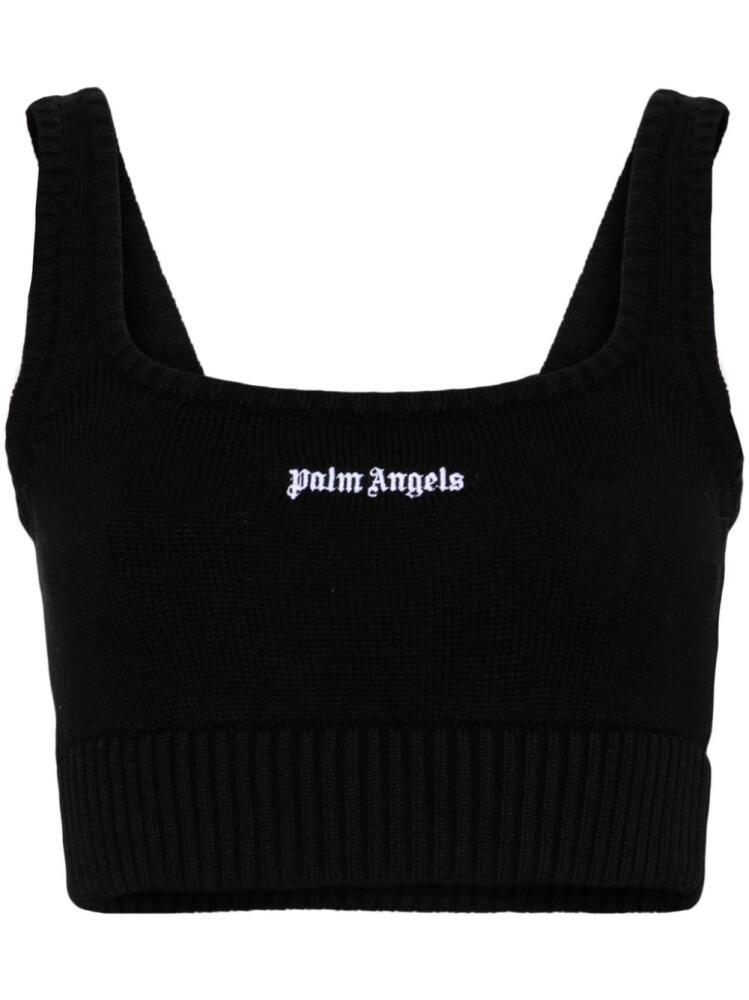 Palm Angels embroidered-logo knit tank top - Black Cover