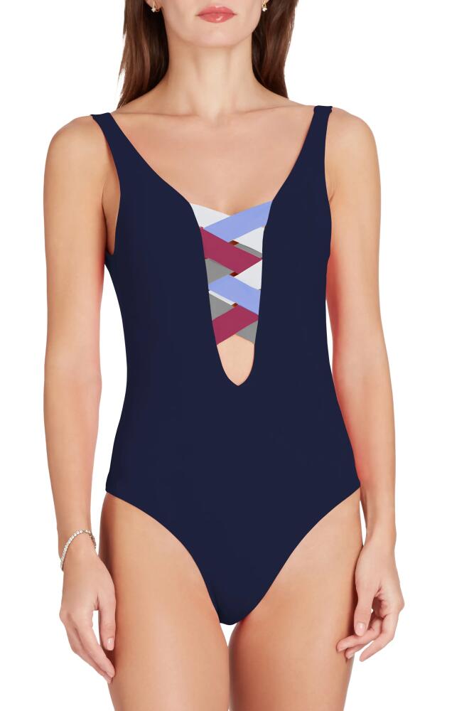 VALIMARE St Martin Bandage One-Piece Swimsuit in Navy Blue Cover