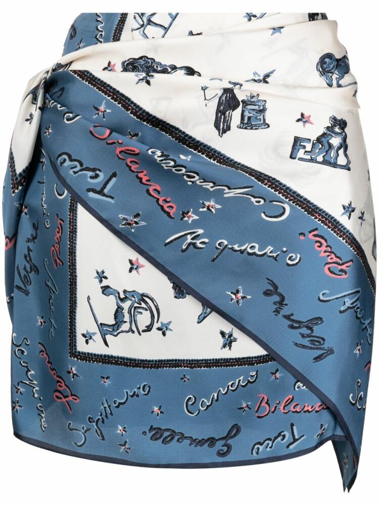 FENDI Astrology-print silk pareo - Blue Cover