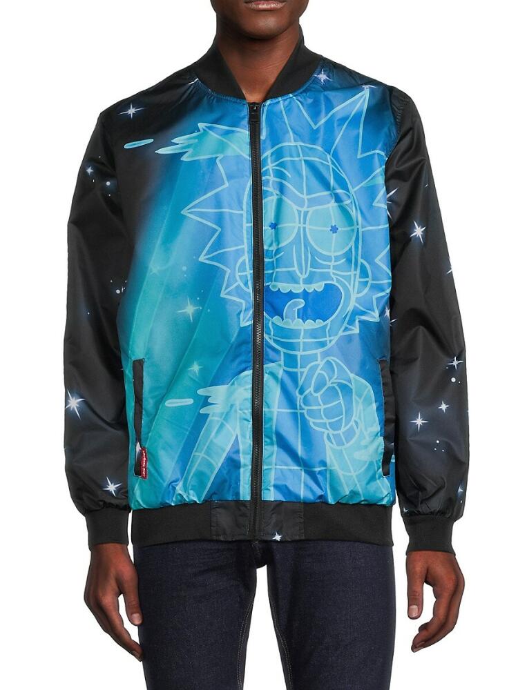 Members Only Men's Rick & Morty Graphic Bomber Jacket - Black Cover