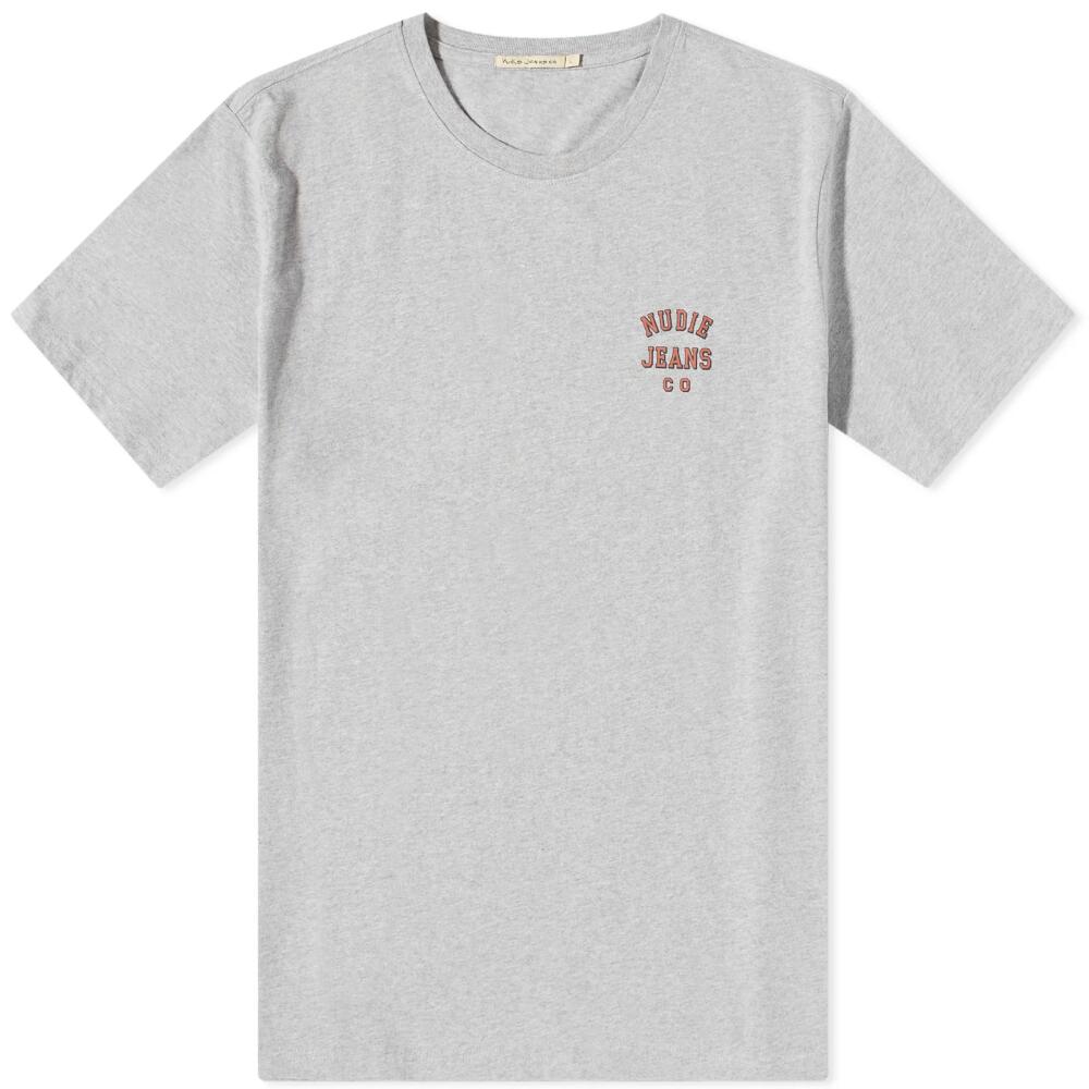 Nudie Jeans Co Men's Nudie Roy Logo T-Shirt in Grey Melange Cover