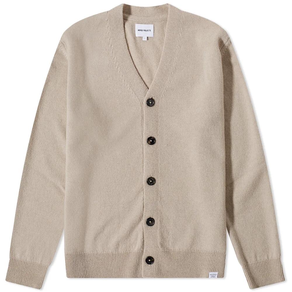 Norse Projects Men's Adam Lambswool Cardigan in Utility Khaki Cover