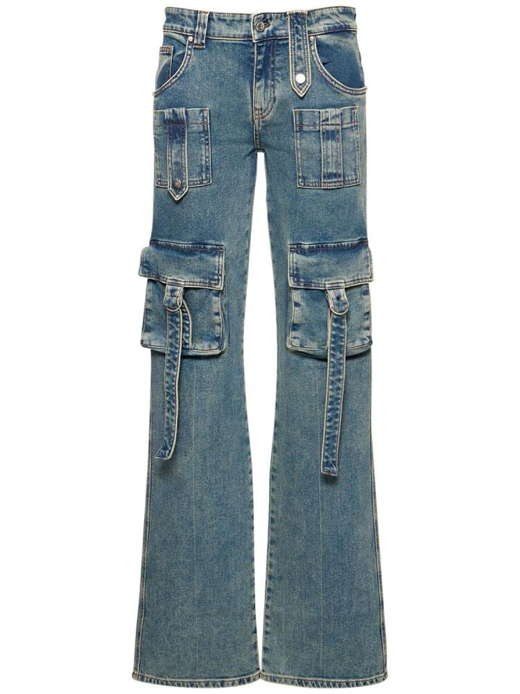 BLUMARINE Denim Low Waisted Straight Cargo Jeans Cover