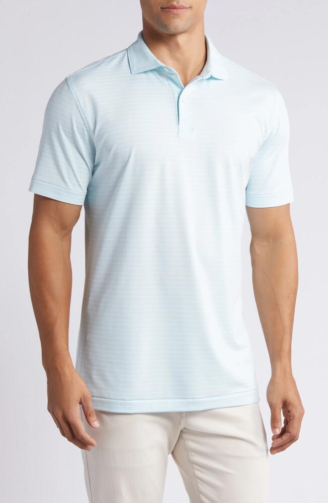 Peter Millar Duet Stripe Performance Golf Polo in Iced Aqua Cover