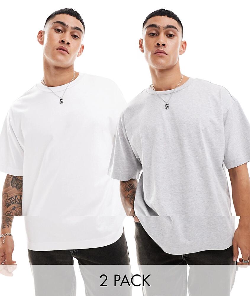 Cotton On heavy weight boxy T-shirt 2 pack gray and white Cover