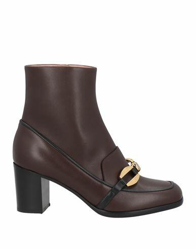 Alberta Ferretti Woman Ankle boots Dark brown Soft Leather Cover