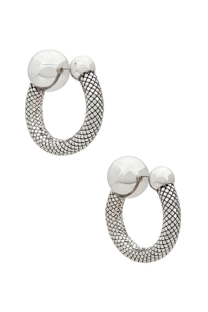 RABANNE Mini Mesh Earrings in Metallic Silver Cover