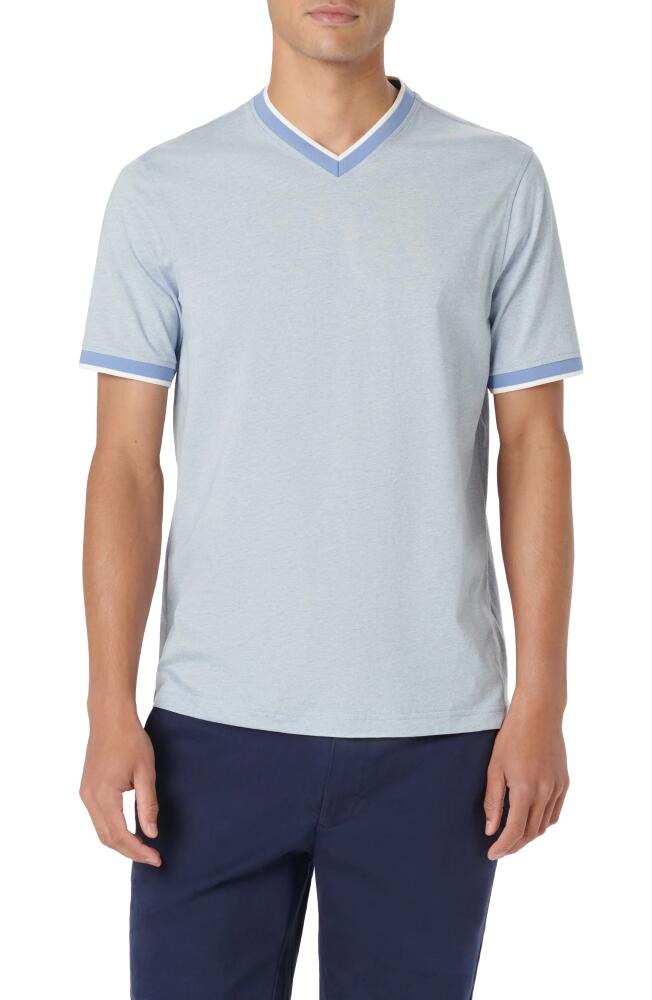 Bugatchi High V-Neck T-Shirt in Air Blue Cover