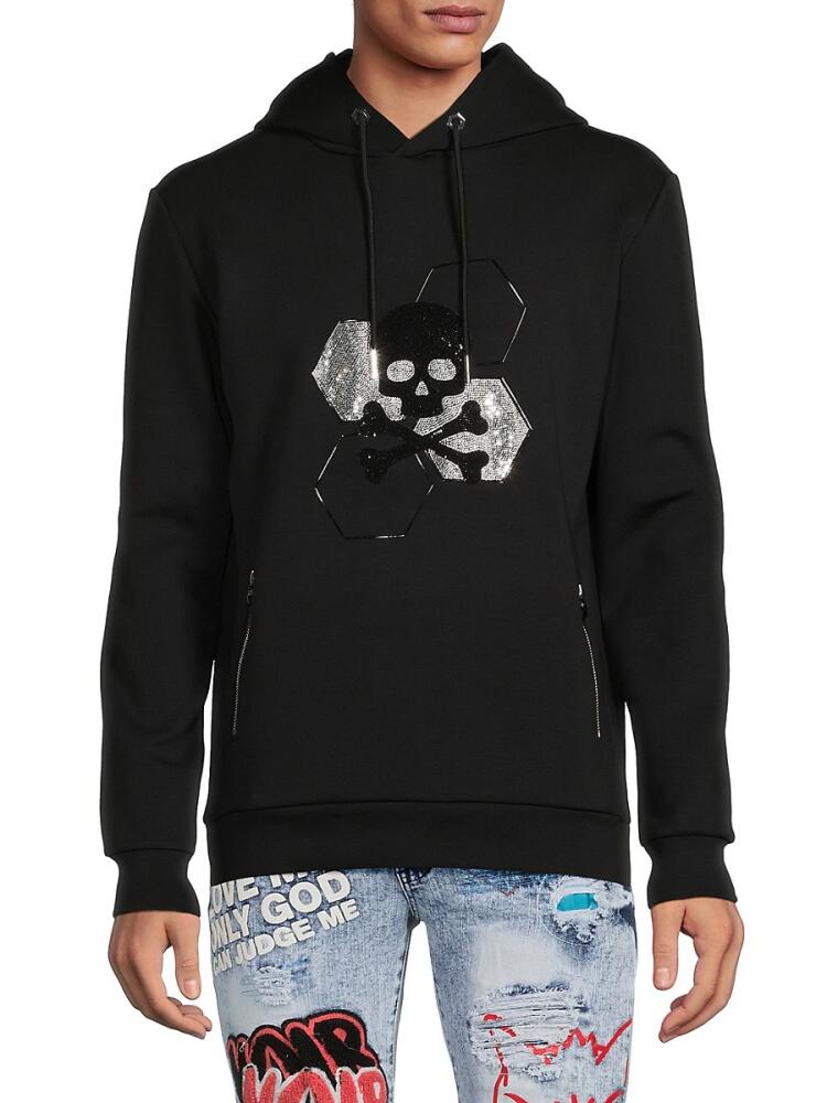 Bertigo Men's Roger Skull Rhinestone Pullover Hoodie - Black Cover