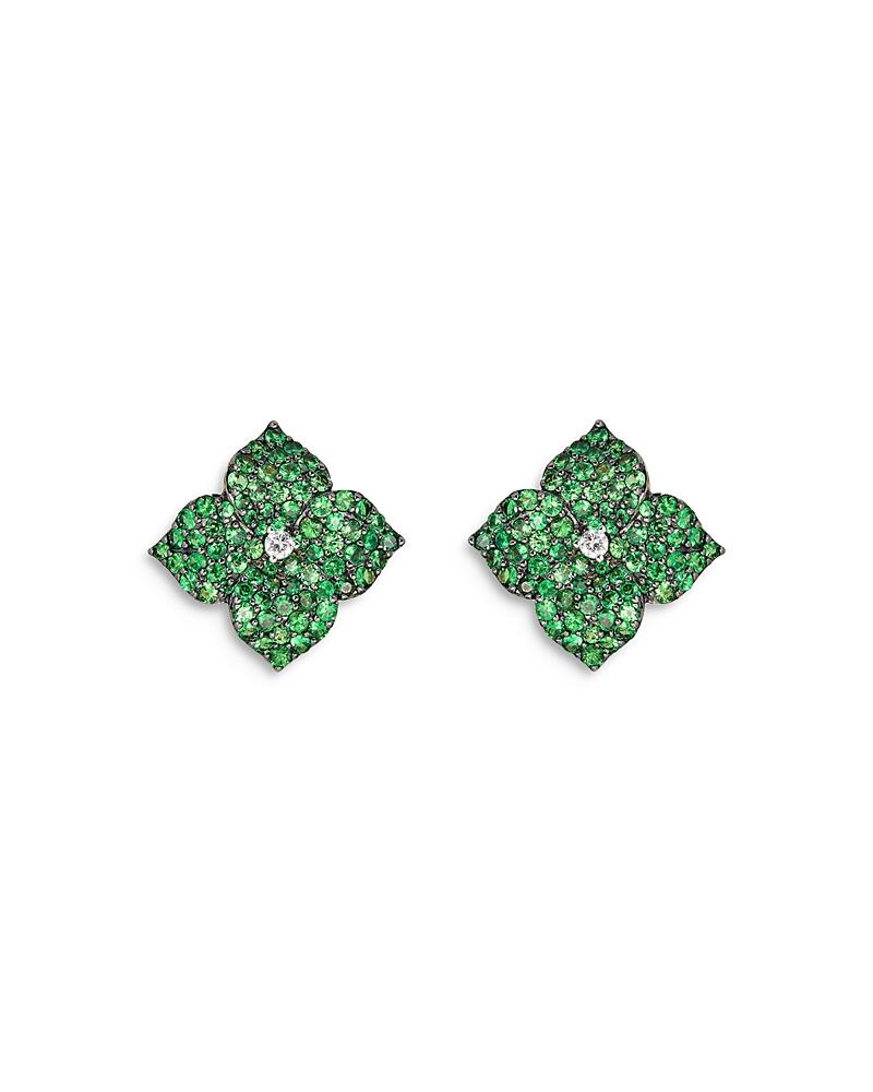 Piranesi 18K Yellow Gold Small Fiore Earrings with Green Tsavorite Garnets and Diamonds Cover