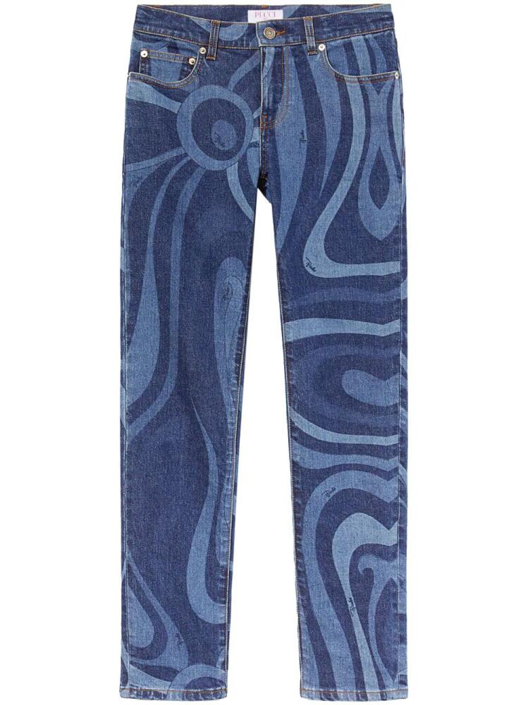 PUCCI abstract-print straight-leg jeans - Blue Cover